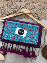 Wine Handloom Cotton Saree With Sky Print Blouse